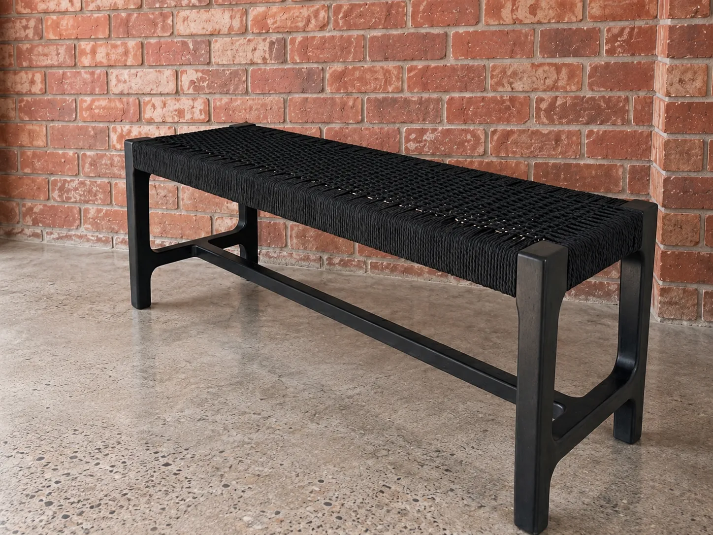 Cordeaux Bench in black Danish cord and black-stained timber
