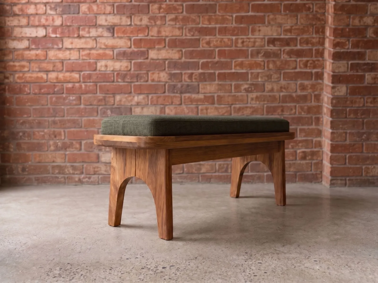 Keira Bench in a patterned upholstery fabric