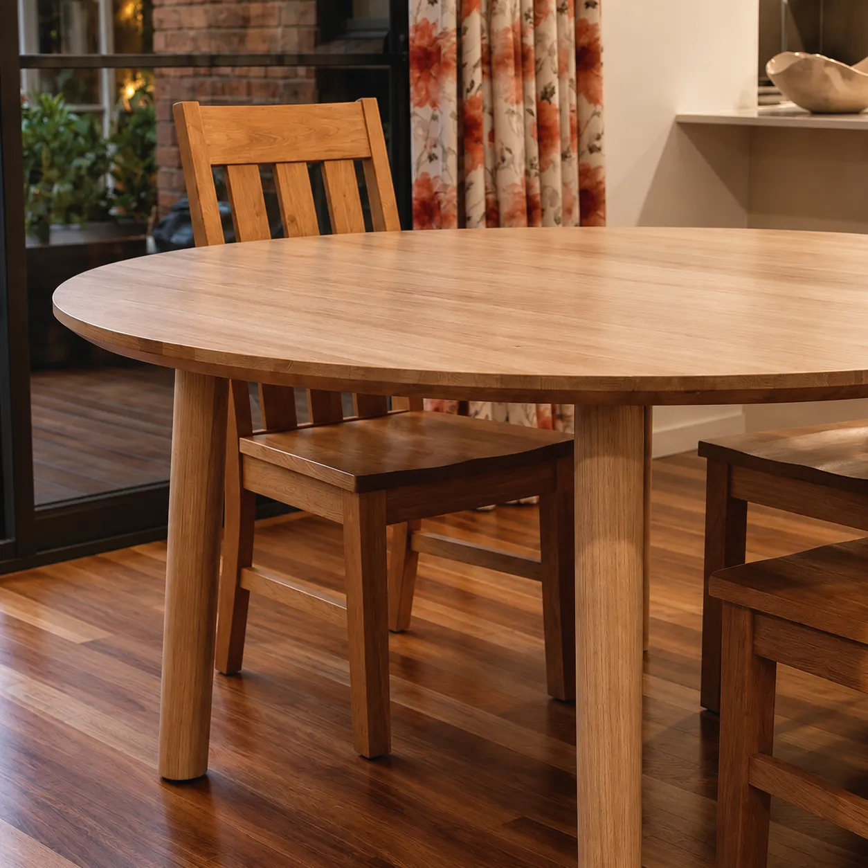 The Kolo Table top edge and round leg, up close