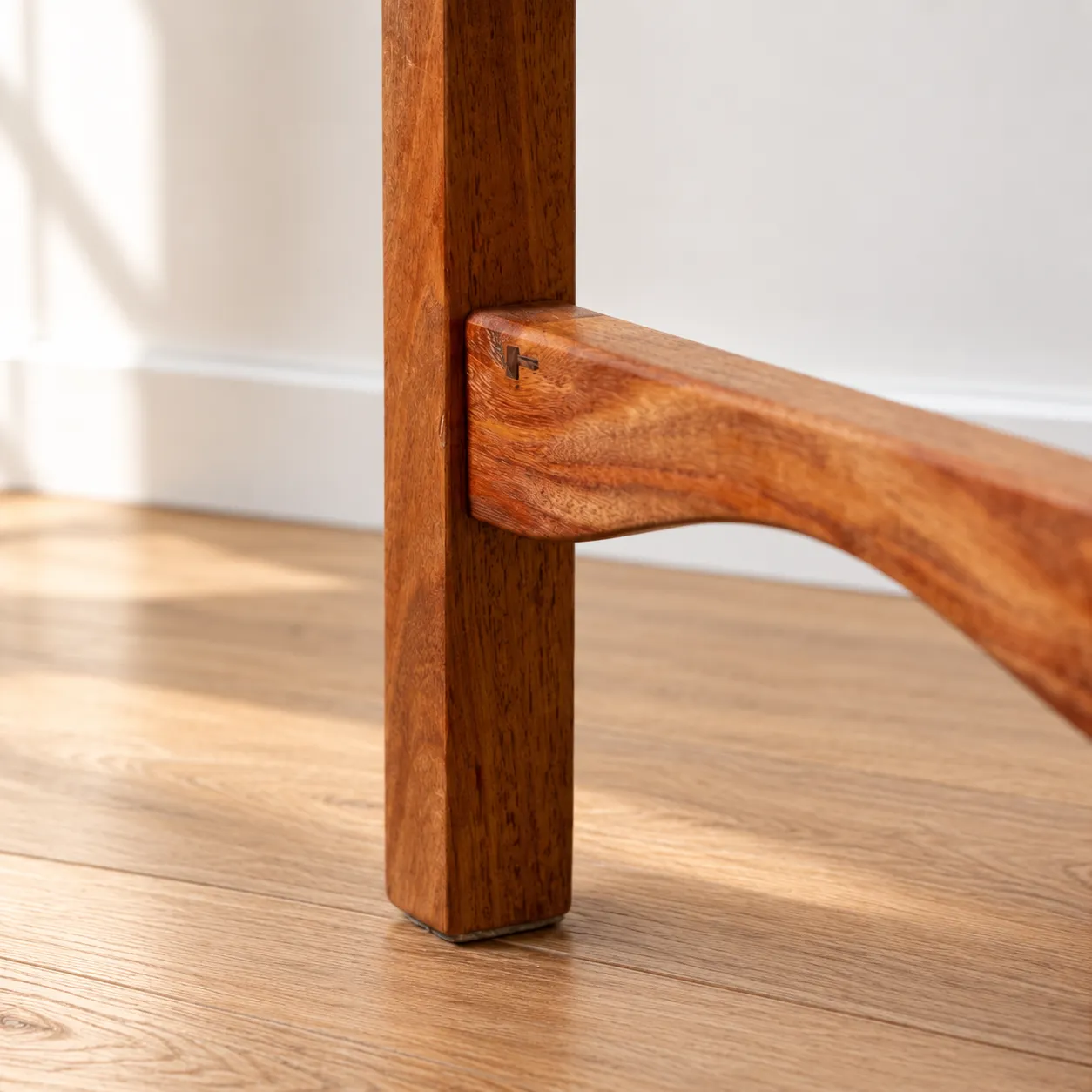 Wedged tenon joinery on the Taburet Counter Stool leg