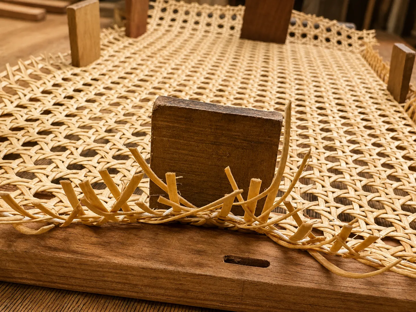A batch of milled stool components ready for joinery